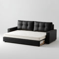 Sofa rozkładana 3-osobowa czarno-biała z tapicerką PU, 220 × 95 × 88 cm, powierzchnia spania 190 × 140 cm