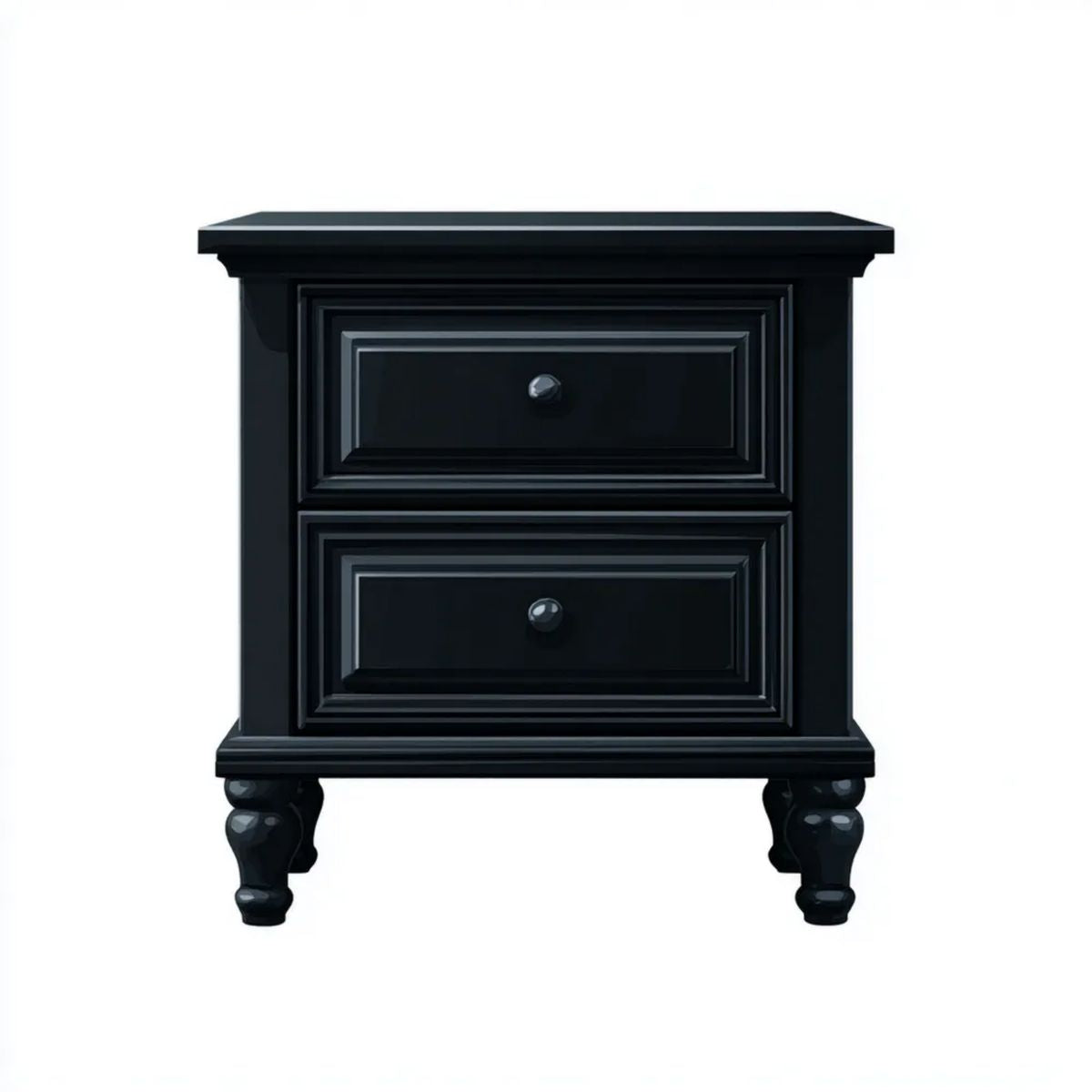 Czarna szafka nocna z płyty MDF 50 × 40 × 65 cm z 2 szufladami
