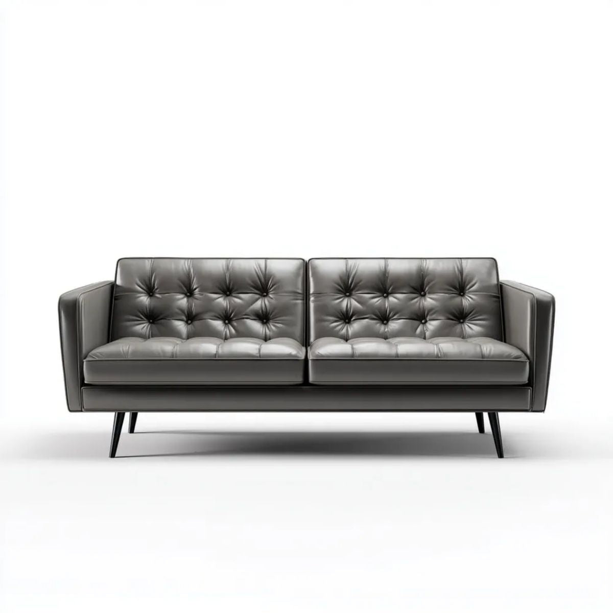 Dwuosobowa sofa czarna z ekoskóry 190 x 84 x 84 cm