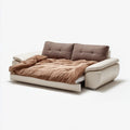 Dwuosobowa sofa rozkładana z ekoskóry PU, biała, 220 × 95 × 85 cm, powierzchnia spania 190 × 140 cm
