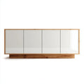 Biała czterodrzwiowa komoda drewniana z MDF, 200 × 45 × 80 cm