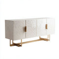 Biała komoda kredensowa z MDF na złotej stalowej podstawie, 160 x 40 x 80 cm