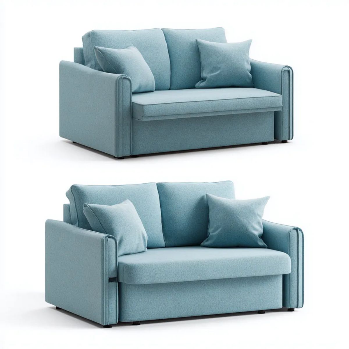 Dwuosobowa sofa rozkładana z tkaniny jasnoniebieska, 150 x 90 x 88 cm