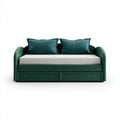 Ciemnozielona sofa rozkładana z aksamitną tapicerką, 2 szufladami, 200 × 90 × 85 cm