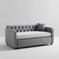 Dwuosobowa sofa rozkładana szaro-biała z tapicerką poliestrową, 190 x 88 x 85 cm