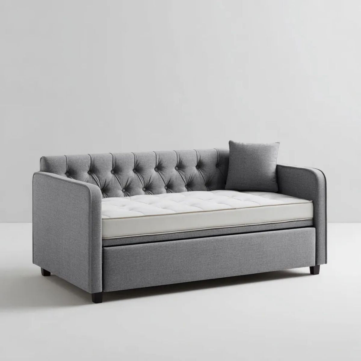 Dwuosobowa sofa rozkładana szaro-biała z tapicerką poliestrową, 190 x 88 x 85 cm