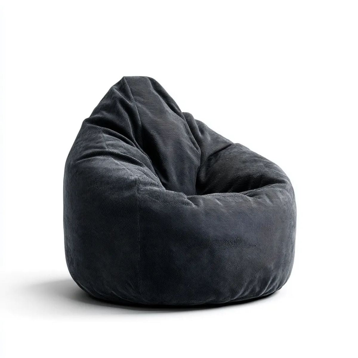 Grafitowa pufa typu bean bag z tkaniny sztruksowej 90 × 90 × 100 cm