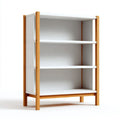 Regał stojący z 3 półkami biały z litego bambusa i lakierowanej płyty MDF 60 x 30 x 120 cm