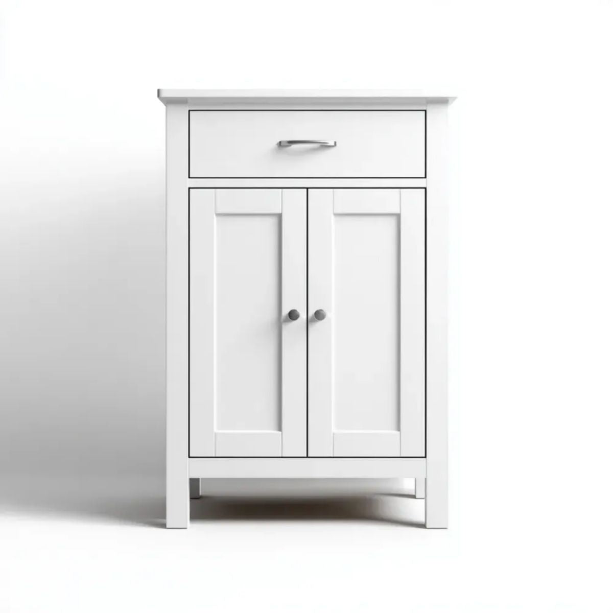 Biała stojąca szafka łazienkowa z płyty MDF 60 x 30 x 85 cm, z szufladą i 2 drzwiami