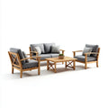 4-częściowy ogrodowy zestaw wypoczynkowy z drewna akacjowego, szary, sofa 135 x 75 x 80 cm