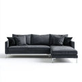 Prawostronna sofa narożna z szezlongiem z mikrofibry, ciemnoszara, 280 × 170 × 85 cm