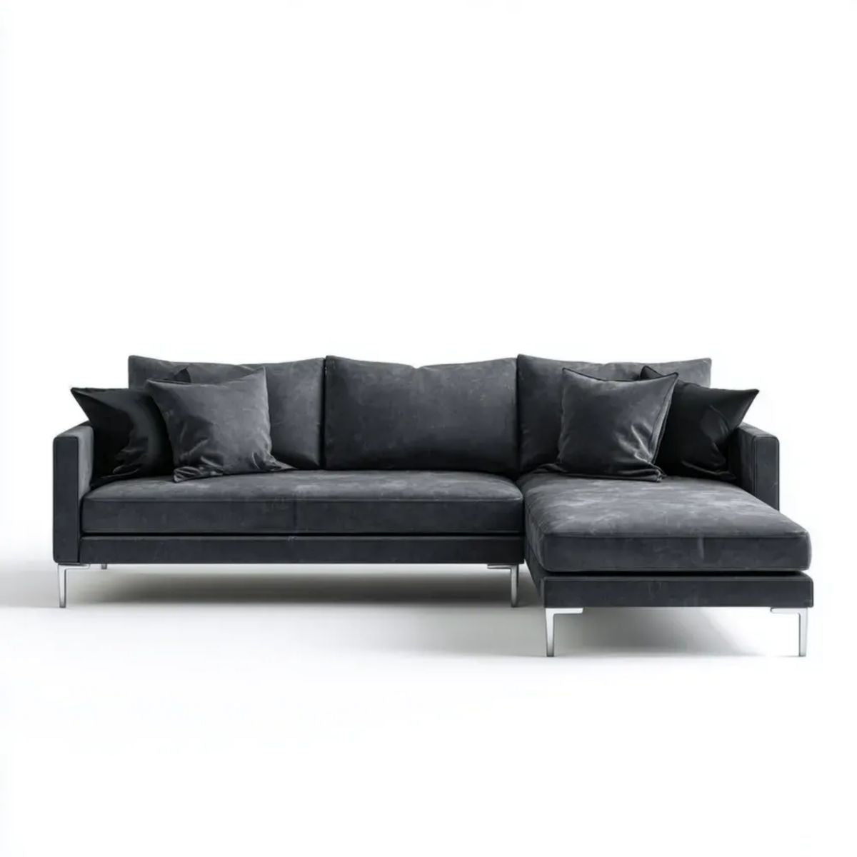 Prawostronna sofa narożna z szezlongiem z mikrofibry, ciemnoszara, 280 × 170 × 85 cm
