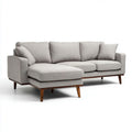 Sofa 3-osobowa z lewostronnym szezlongiem jasnoszara z poliestru 280 x 165 x 86 cm