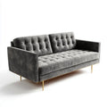 Sofa trzyosobowa grafitowoszara z aksamitu poliestrowego 220 x 90 x 83 cm