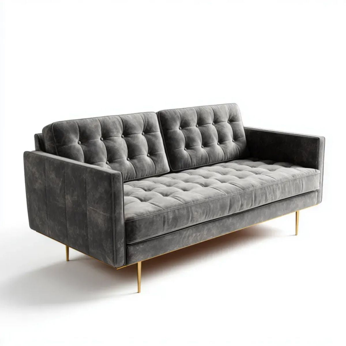 Sofa trzyosobowa grafitowoszara z aksamitu poliestrowego 220 x 90 x 83 cm