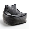 Szary fotel typu bean bag z weluru poliestrowego 90 × 90 × 80 cm
