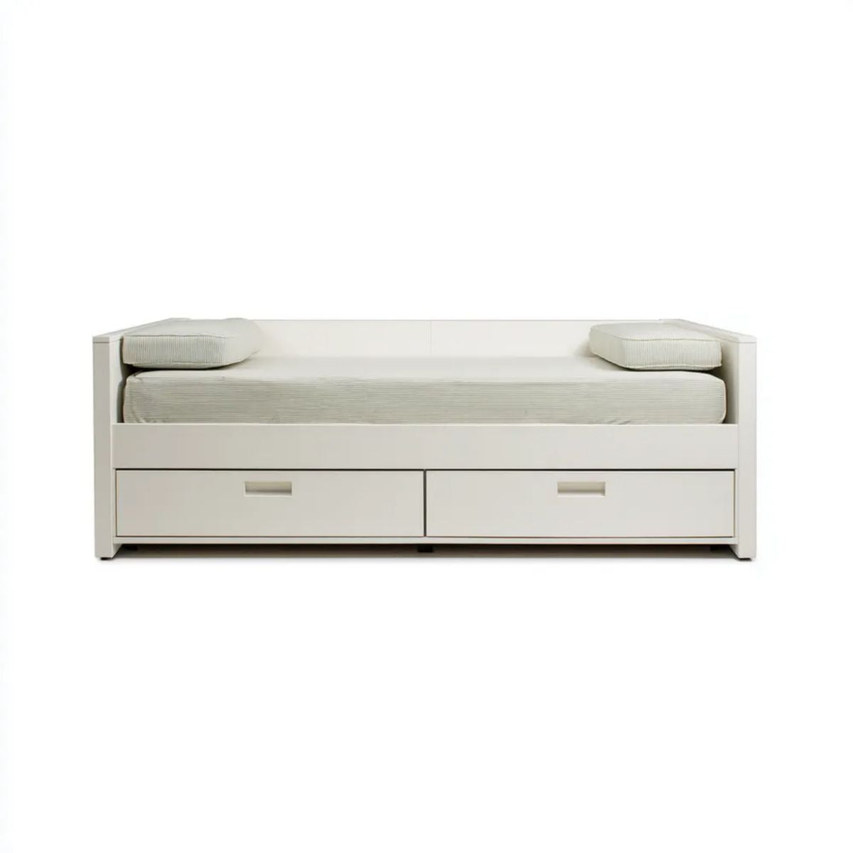 Białe łóżko dzienne MDF z 2 szufladami, 205 × 100 × 75 cm