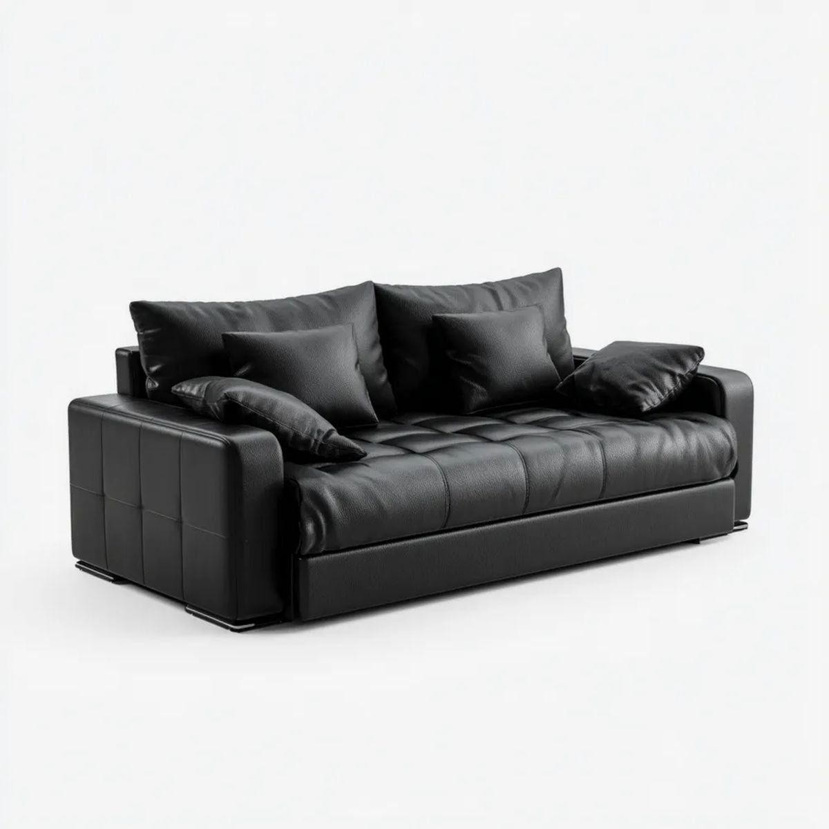 Dwuosobowa sofa rozkładana z ekoskóry czarna 200 x 95 x 85 cm