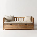 Rozkładana sofa z litego drewna sosnowego 200 × 80 × 75 cm, naturalna/kremowa