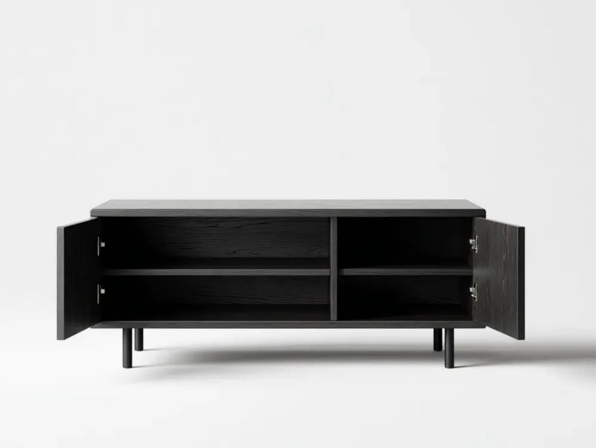Czarna szafka RTV z płyty MDF 160 × 40 × 60 cm