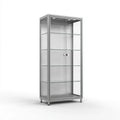Srebrna witryna ekspozycyjna z aluminium i szkła hartowanego 80 x 40 x 180 cm z oświetleniem LED