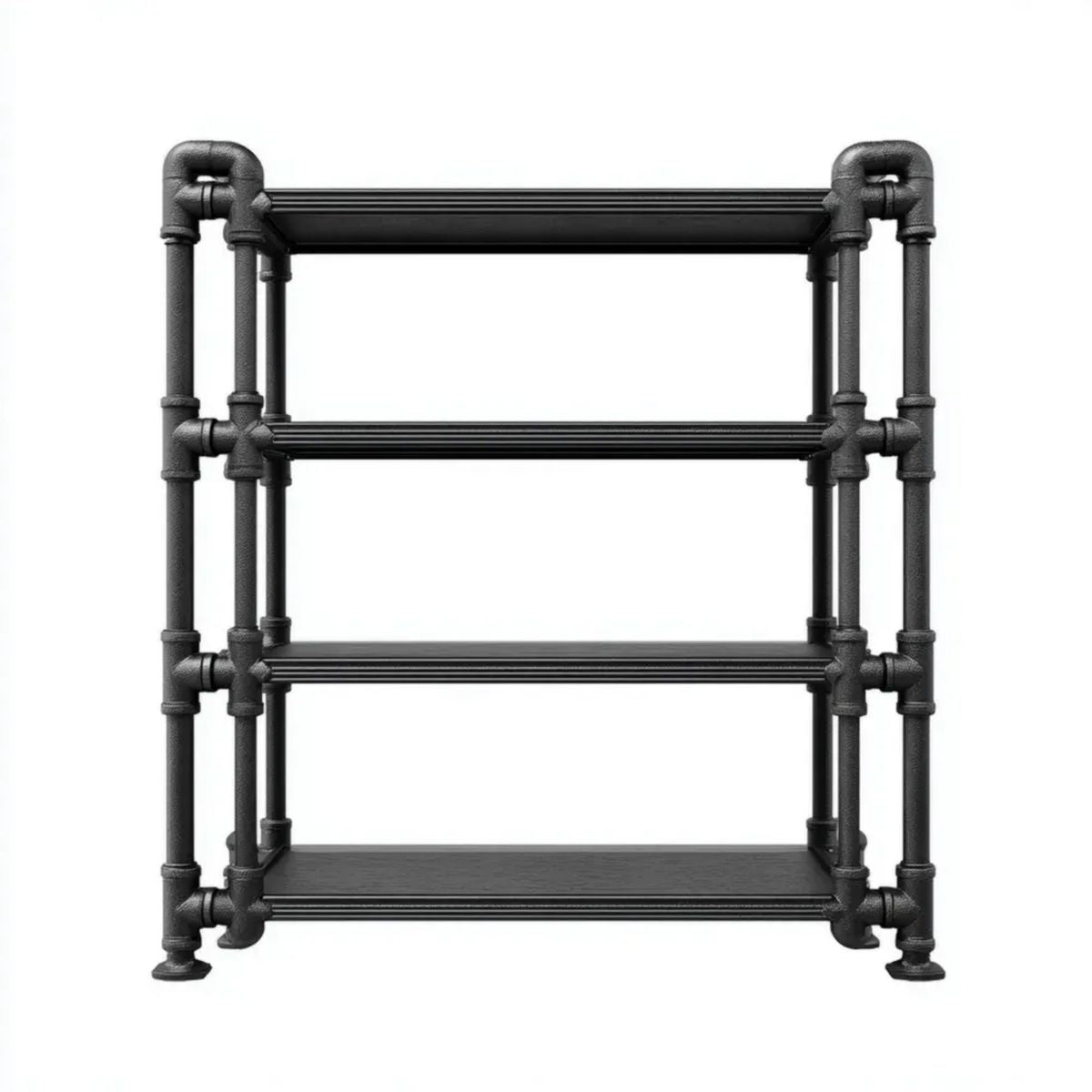 Regał industrialny 4-półkowy czarny ze stali i płyty MDF 60 x 25 x 80 cm