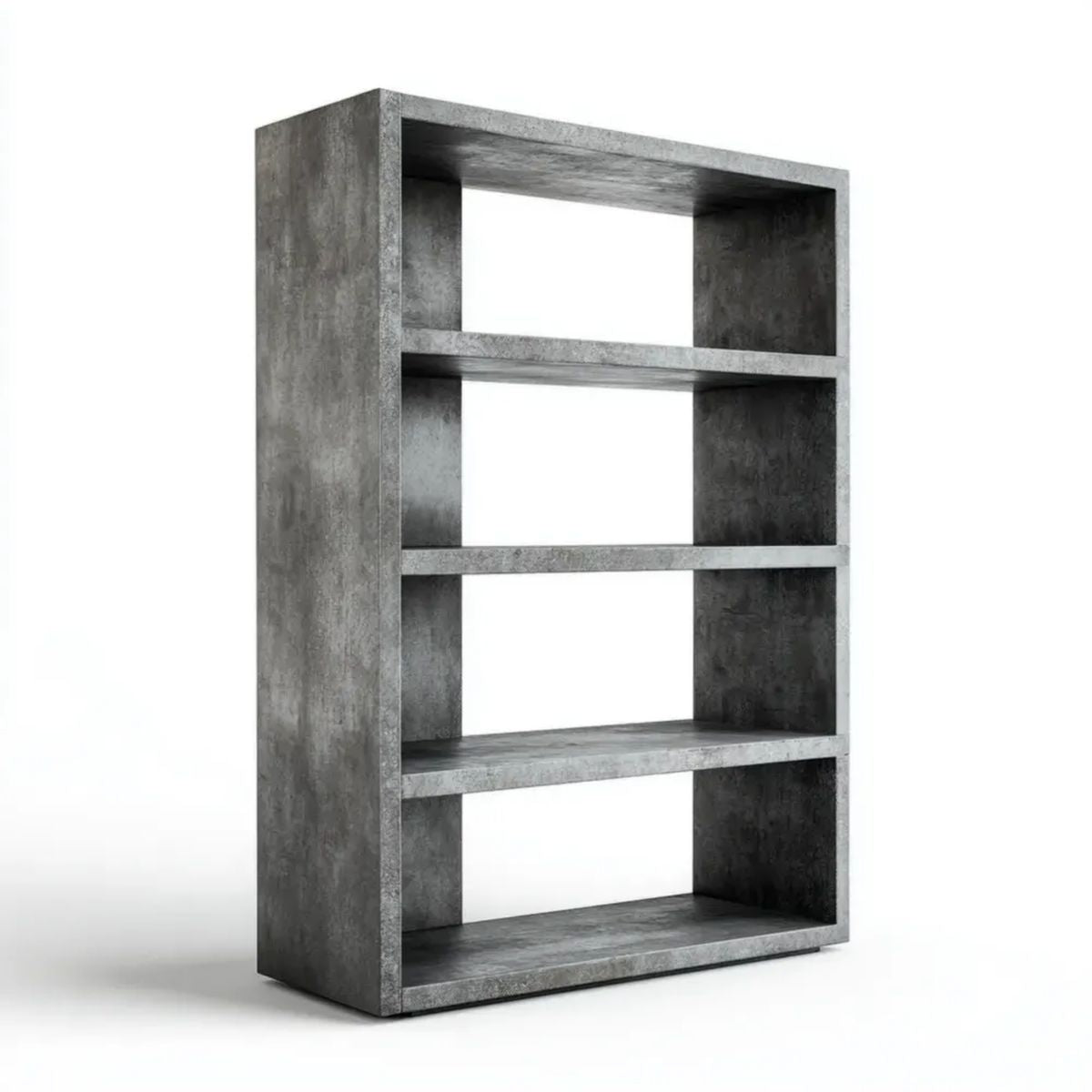 Regał biblioteczny z płyty wiórowej w dekorze szarego betonu, 60 x 24 x 120 cm, 4 półki
