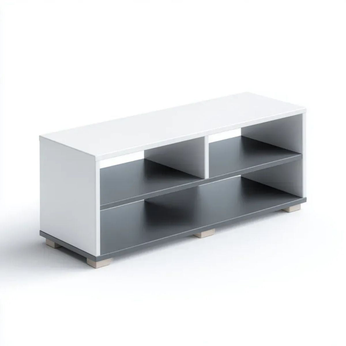 Szafka RTV biała i szara z płyty wiórowej laminowanej 120 × 40 × 45 cm