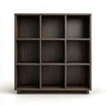 Regał biblioteczka z płyty MDF, ciemnobrązowy/czarny, 120 × 120 × 35 cm, 9 przegród