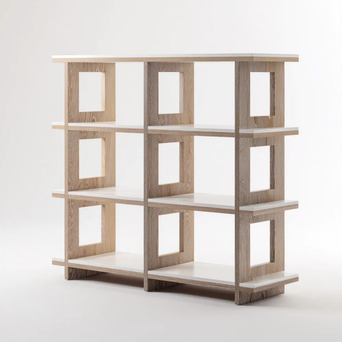 Prostokątny regał biblioteczny z płyty wiórowej laminowanej, biały/dąb, 120 x 30 x 120 cm