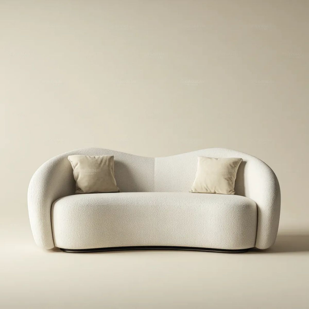 Kremowa sofa dwuosobowa z tapicerką bouclé 170 x 85 x 75 cm