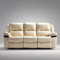 Trzyosobowa sofa ze skóry syntetycznej PU, kremowa, 210 x 95 x 102 cm