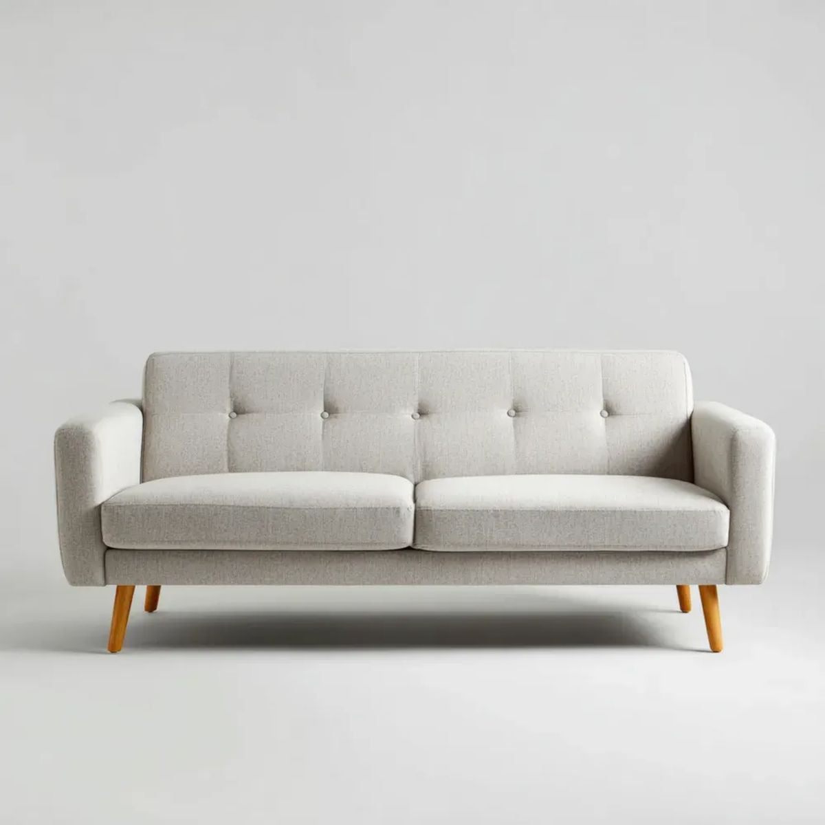 Trzyosobowa sofa jasnoszara z tapicerką poliestrową, 200 × 85 × 85 cm